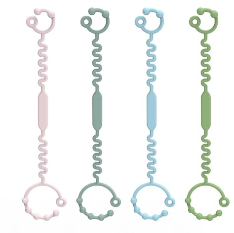 iLulala 4pcs Toy Straps for Baby, Silicone Setpacifier Clip for Car Seat Toy, Teether Toy, High Chair, Stroller Accessories, Baby Toy Clips, Cribs, Rocking Chair.