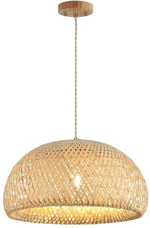 JOYINLED Rattan Pendelleuchte, 38cm Bambus Lampenschirm Boho, Hängelampe Küchenlampe Deckenlampe für Esstisch, Wohnzimmer, Schlafzimmer(E27 Fassung, keine Glühbirne)