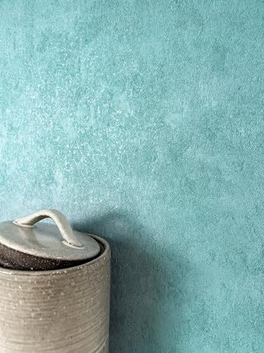 Newroom Vliestapete Türkis Uni Mediterran Loft Tapete Wohnzimmer | matte feine Putzstruktur, verwitterte Betonoptik mit hellen Sprenkeln, Wandtapete, Mustertapete, ansatzfrei, Schlafzimmer Bad