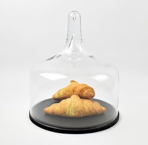 EMH Mundgeblasene Glasglocke mit schwarzem Sockel, H: 29 cm x 25 cm