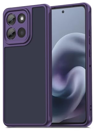 Qiinogow Funda para Motorola Moto G86,Antigolpes Antiarañazos Carcasa con Suave de TPU, Translúcida Antihuellasde ultradelgada Silicona Case,No-Amarillenta (Morado)