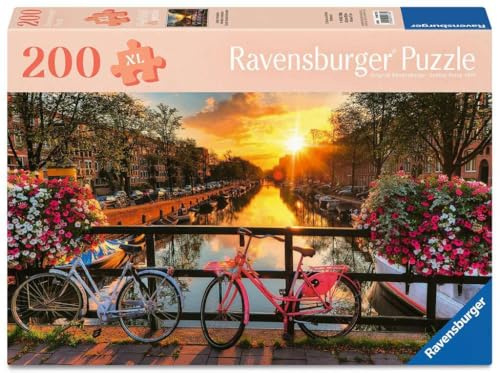 Ravensburger Puzzle Fahrräder in Amsterdam - 200 große Puzzle-Teile | 200 Teile Puzzle mit größeren Puzzleteilen, Mit Bildvorlage und Puzzle-Unterlage, Ideal für ältere Menschen und Senioren