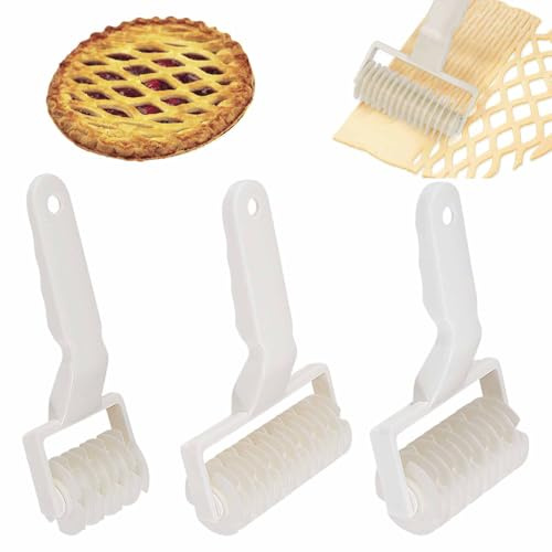 3 PCS Plastic Lattice Roller Cutter Pastry Cutter Wheel Set Household DIY Baking Tool Professional Dough Slicer Cutting Accessories for Pie Pizza Cookie Beef Wellington Bread Puff Pastry（3 Size）