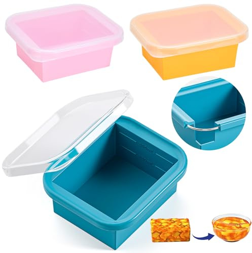 Defresit 3 Pack Freezer Trays For Batch Cooking, Soup Freezing Container, Silicone Food Freezer Trays, Large Ice Cube Tray for Storage Sauce Meal Prep Leftovers (1/2 cup, 1 cup, 250ml, 500ml)
