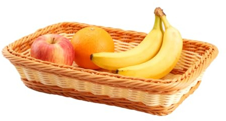 suaywo Corbeille a Pain en Poly Osier 30 * 20 * 7cm Panier de Service Rectangulaire Panier a Pain Convient aux Restaurants et aux Magasins de Fruits - Bicolore