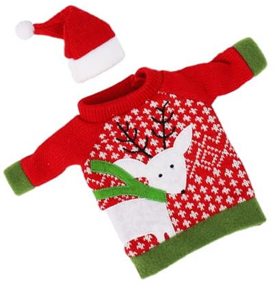 Toyvian Bolsa Decorativa para Vino Diseño de Ciervo de Suéter Navideño Funda para Botella de Vino Pequeña Protección Festiva para Botellas Adecuado para Decoración Navideña y
