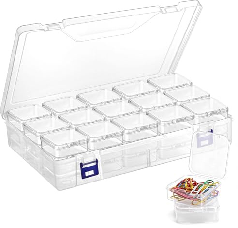BREANIFULL 46 Pcs Bead Organizer Box Plastic Storage Box and Rectangle Plastic Cases Small Craft Storage Containers with Hinged Lid for Diamond Painting Accessories Bead Jewelry Crafts