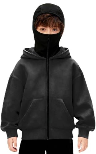 Maglione passamontagna per bambini, felpa con cappuccio Balaclava con zip con cappuccio e cerniera, giacca calda con cappuccio Balaclava Passamontagna Moto Maschera antivento per sport all'aria aperta