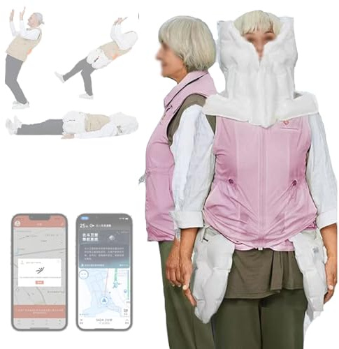NOOGRRFA Gilet Airbag pour Personnes Âgées,Tailles S/M/L/Xl/2xl/3xl,Réutilisable,Déclenchement en 0,08S,Léger Et Respirant,Suivi Via App,avec Géolocalisation,Livré avec 2 Bouteilles D'hélium M