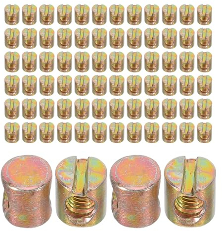 SOPOTUTU Set 100 Pezzi Dadi a Barilotto M6 Dado Scanalato in Acciaio al Carbonio, Connettori per Giunti di Mobili e Ferramenta per Struttura Letto, Inserti Filettati per Legno,