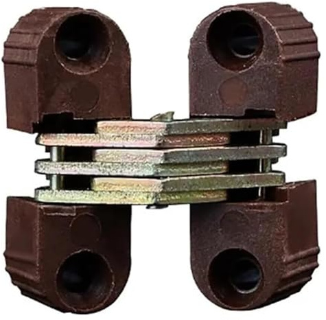 Cerniere a croce nascoste, Cerniera a croce a botte for porta pieghevole invisibile da 6 pezzi marrone bianco(Brown)