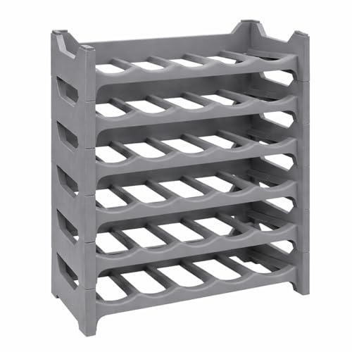 MA MAISON Set Cantinetta Vino Portabottiglie - in Plastica, Eleganti, Impilabili, Lavabile, Modulare, Organizzare e Valorizzare la Tua Collezione, Soluzioni Pratiche, Decorative - (6, Argento)