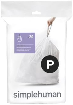 simplehuman CW0175 code P Custom Fit Bin Liners, White Plastic (Pack of 20 Liners)