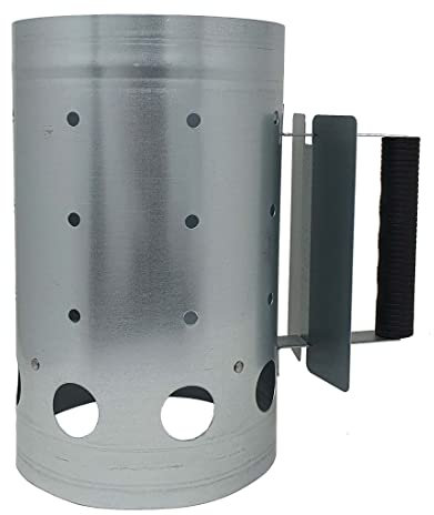 Accessori per barbecue tepro Avviamento camino in acciaio, verniciato nero, 17 cm, assicura che il carburante si illumini rapidamente in argento