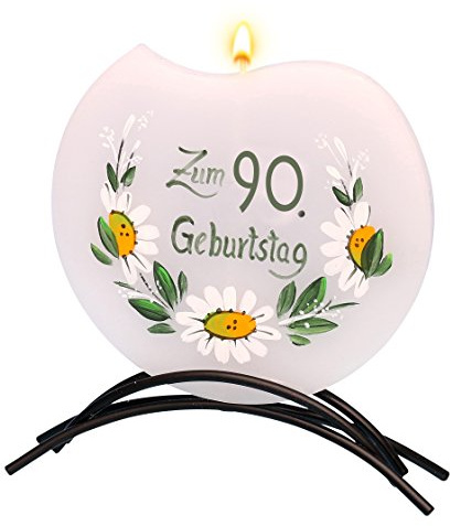 Hochwertige Geburtstagskerze, mit Motiv 90. Geburtstag 16 x 16 cm