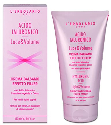 L'Erbolario, Crema Balsamo Effetto Filler Acido Ialuronico Luce e Volume, con Acido Ialuronico, Cheratina Vegetale e Cocco, Ristrutturante Capelli, Formato da 150 ml