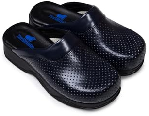 Terlik Sabo Classic ST045 Leather Womens Clogs Mules Slippers Sabot Shoes, Navy Blue, EU 40, UK 7