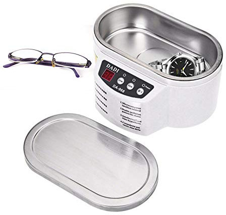 Harddo Máquina de limpieza por ultrasonidos, de acero inoxidable, 600 ml, para colgar joyas, relojes, monedas de metal