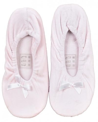 OZABI Oändliga damtofflor ballerina tofflor, Rosa rosett sammet ballerina, 36/37 EU