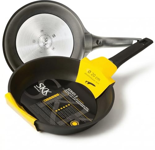 SKK 14420 Series 6 Bratpfanne – Energiesparende Aluguss-Pfanne mit abnehmbarem Griff, PFOA-frei, induktionsgeeignet, backofenfest – 5 cm hoher Rand, Ø 20 cm