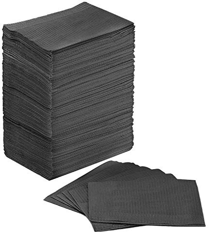 JMU 125 Pack Dental Bibs, Black Dental Bibs Disposable 2-Ply Paper 1-Ply Film, 13 x 18 Tattoo Bibs