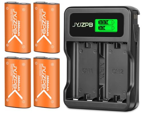 JYJZPB 4x6720mWh (=4x2800mAh) Rechargeable Battery for Xbox One/Series X|S Controllers/Series Controller Battery Pack with Dual Charger for Xbox Accessories Kit (4 Batteries + Charger)