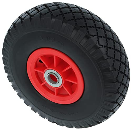 Amig - Rueda Neumática Impinchable para Carretillas o Carros de Almacén con Cámara de Aire, Llanta Termoplástica en Color Rojo y Rodamientos de Bolas - Diámetro Ø260 x 85 mm · Peso Máximo 80 kg