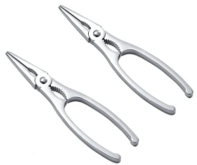 GUTE LINES Pinza per Crostacei, Pinza per Aragoste e Scampi, Materiale Metallo, Colore Argento Lucidato, 2 Pezzi