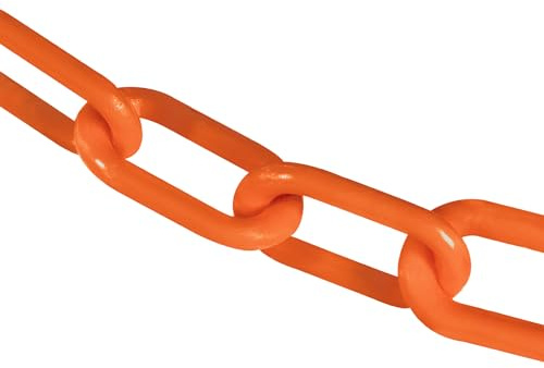 Mr. Chain Plastic Barrier Chain, Safety Orange, 3-Inch Link Diameter, 25-Foot Length (80012-25)