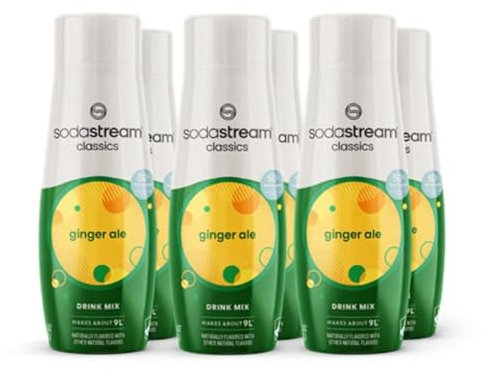 SodaStream Flavours Classic Ginger Ale, Fizzy Drink Maker Concentrate, Aspartame Free SodaStream Syrup, Sparkling Water Flavouring with Natural Ginger, Low Cal Mixer for Cocktails - 6x440ml Multi Pack