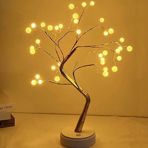 XVZ LED Lichterbaum, 36 LED-Baumlichter Verstellbare Zweige, USB Tischlampe Batteriebetrieben Stimmungslicht für Wohnzimmer, Büro, Esszimmer, Hotel Deko