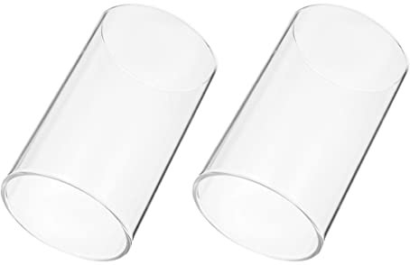 Healifty 2 Piezas Candelabros de cristal Sombra Cilindro Claro Candelabro Transparente Vidrio Tealight Sustitución para Fiesta Boda Centrales de 15 x 8 cm