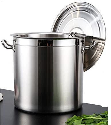 THEGA Olla Sopera De Acero Inoxidable - Cubo De Sopa De Gran Capacidad con Tapa, Cubo De Sopa Grande para Restaurantes, Se Puede Llenar con Agua, Arroz, Aceite, Guiso (Size : 50cm)