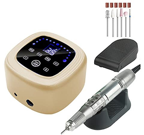 Limas de uñas eléctricas 75W Taladro de uñas 35000 RPM Máquina de manicura Fresadora Pedicura Lima de uñas eléctrica Herramienta profesional de arte de uñas para uñas naturales, esmalte de g