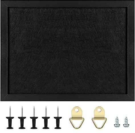 Okydoky Korktafel Pinnwand Mit Filz, Holzrahmen für Wände - Mit Pins, Ösenschrauben, Dichtungen, Schrauben - für Büro, Schule und Zuhause (Schwarz, 50 x 75 cm-1p)