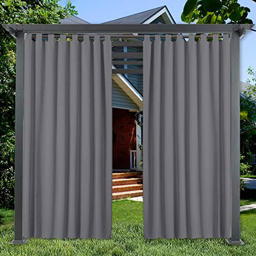 AZZRRO Wetterfeste Outdoor Vorhänge 2 Stück|210x220cm（BxH） Blickdichter Sichtschutz für Balkon & Garten Abnehmbare Schlaufen Wasserdicht & AntiSchimmel