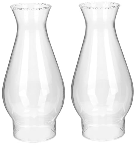TOPPERFUN 2 Stück Öllampenschirm Aus Dickem Glas Winddicht Hitzebeständig Transparenter Petroleumlampe Schornstein Ersatzglasabdeckung Für Kleine Öllampen Wohnraum Und Notbeleuchtung