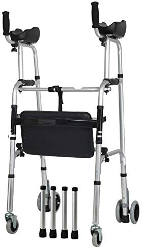Déambulateur de mobilité, déambulateur roulant professionnel pour personnes âgées et de grande taille, aluminium robuste à hauteur réglable, maison intérieure et extérieure (avec 4 roues +