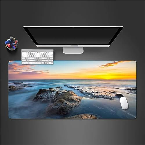 Mauspad XXL – 1200x600x4mm Gaming Mauspads - Vernähte Kanten - verbessert Geschwindigkeit und Präzision Schreibtischunterlage für PC Laptop Home und Büro – Mousepad Sonnenaufgang Naturlandschaft