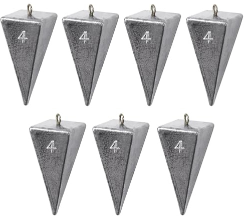 Zuiwan 7PCS Pyramid Fishing Weights Sinkers,Lead Fishing Weights for Saltwater Fishing,Triangle Fishing Sinkers and Weights for Surf Fishing,4oz