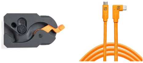 Tether Tools TetherGuard spakLock Platta och TetherPro 15 tum USB-C rak till höger vinkelkabel, hög synlighet orange