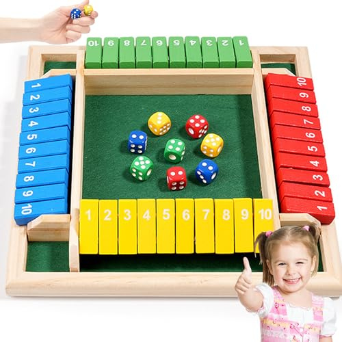 GGesii Shut The Box: Juego de Dados y Mesa para 2-4 Jugadores - Ideal para Aula, Hogar, Fiesta o Pub