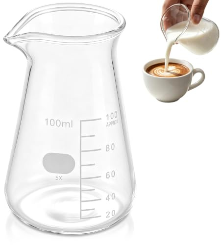 Pichet à Mousse De Lait, Tasse à Vapeur De Lait 100 Ml Pichet D'art De Latte Pichet à Lait De Café Pichet à Mousseur à Lait En Verre Résistant à la Chaleur Pour la Maison