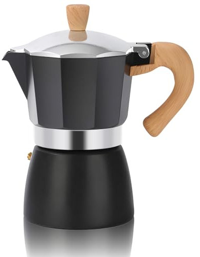 ShanSon Moka Pot Stovetop Espresso Maker 6 Cup 10 oz Italian Coffee Maker Manual Cuban Coffee Percolator Machine Italian Espresso Greca Coffee Maker for Cappuccino or Latte,Black
