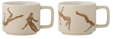 Bloomingville Harlow Becher, Tasse, Braun, Steingut, D8,5xH7 cm, 2er-Set, 250 ml