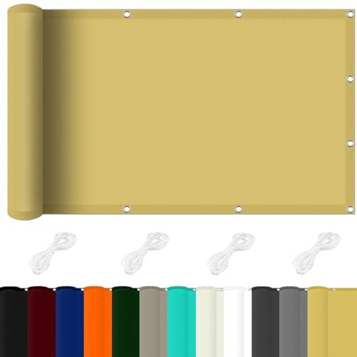Telo di Ricambio per Ombrellone 3 x 8 m 98% Protezione UV Tenda Sole per Esterno con Fune per Esterno Giardino Terrazza, Color Crema
