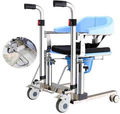 Hydraulischer Patientenlift-Transferstuhl Aus Edelstahl 304 Mit Weichem Kissen Und Bettpfanne, 180° Geteilter Sitz/Universalrad