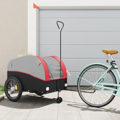Fahrradanhänger Schwarz und Rot 45 kg Eisen, CIADAZ Fahrrad Anhänger, Lastenanhänger, Handwagen, Fahrrad-lastenanhänger, Lastenfahrrad - 94153