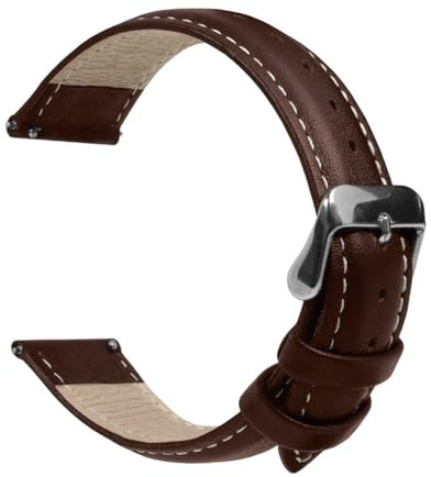 OcioDual Bracelet Montre Brun Foncé, Bracelet Montre 22mm, Fil Blanc, Dégagement Rapide, Bracelets de Montres pour Hommes, Bracelets de Remplacement pour Montres Connectée