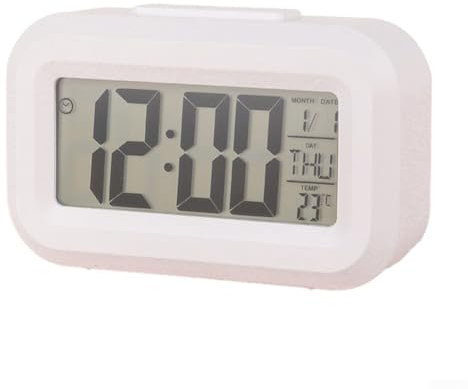 Reloj despertador digital LED con pantalla electrónica, retroiluminación para el hogar, reloj despertador funcional diseñado para una fácil visualización (blanco)